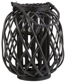 Wooden Candle Lantern 30 cm Black MAURITIUS