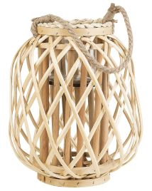 Wooden Candle Lantern 30 cm Natural MAURITIUS