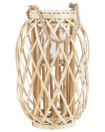 Wooden Candle Lantern 40 cm Natural MAURITIUS