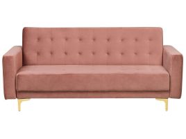 3 Seater Velvet Sofa Bed Pink ABERDEEN