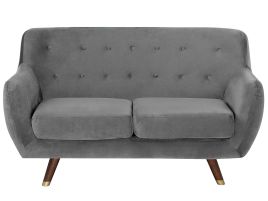 2 Seater Velvet Sofa Grey BODO