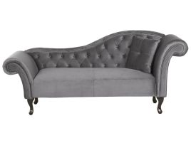 Right Hand Chaise Lounge Velvet Grey LATTES