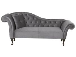Left Hand Chaise Lounge Velvet Grey LATTES