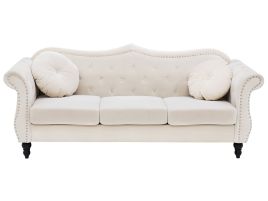 3 Seater Velvet Sofa Beige SKIEN