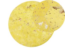 Round Cowhide Area Rug 140cm Yellow