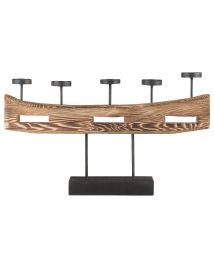 Wooden Candle Holder Light Pine - Black