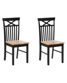 Set of 2 Wooden Dining Chairs Light Wood and Black HOUSTON