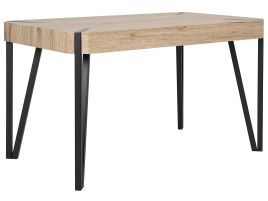 Dining Table 130 x 80 cm Light Wood and Black CAMBELL