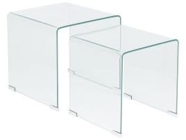Set of 2 Glass Side Tables Transparent KENDALL