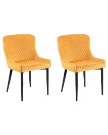 Set of 2 Velvet Dining Chairs Yellow SOLANO