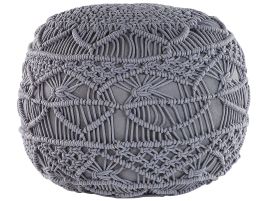 Cotton Macrame Pouffe Grey KAYSERI
