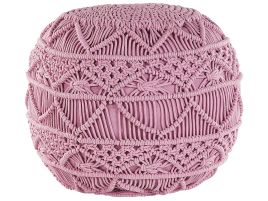 Cotton Macrame Pouffe Pink KAYSERI