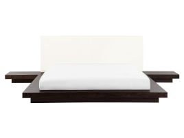 EU King Size Waterbed with Bedside Tables Dark Wood ZEN