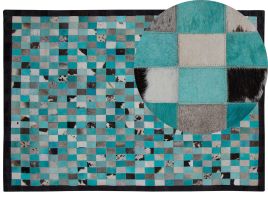 Cowhide Area Rug Turquoise and Grey 160x230cm