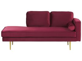 Right Hand Velvet Chaise Lounge Dark Red MIRAMAS