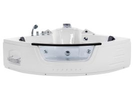Whirlpool Corner Bath with LED 1980 x 1440 cm mm White MARTINICA