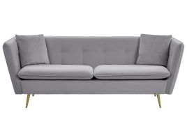 3 Seater Velvet Sofa Grey FREDERICA
