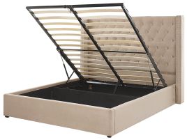 Velvet EU King Size Ottoman Bed Beige LUBBON