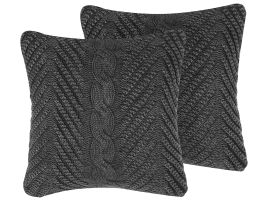 Set of 2 Cotton Embossed Cushions 45x45cm Grey