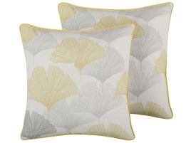 Set of 2 Cushions Leaf Pattern 45x45cm Multicolour