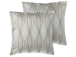 Set of 2 Cushions Diamond Pattern 45x45cm Grey