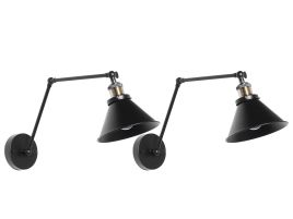 Set of 2 Wall Lamps Black NARVA