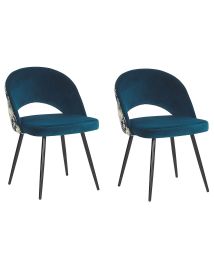 Set of 2 Velvet Dining Chairs Blue VIVIAN