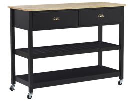 2 Drawer Kitchen Trolley Black NAVARINO