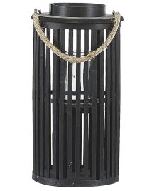 Wooden Candle Lantern 40 cm Black LUZON