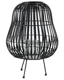 Wooden Candle Lantern 44 cm Black BERKNER