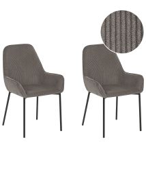 Set of 2 Jumbo Cord Dining Chairs Grey LOVERNA