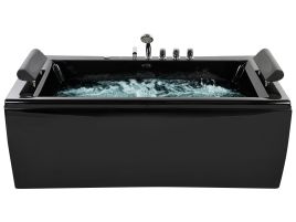 Whirlpool Bath with LED 1720 x 830 mm Black MONTEGO