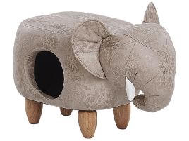 Faux Leather Storage Animal Stool Grey JUMBO