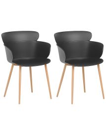 Set of 2 Dining Chairs Black SUMKLEY
