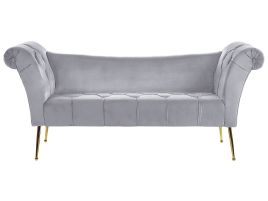 Velvet Chaise Lounge Grey NANTILLY