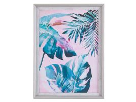 Floral Motif Framed Wall Art 30 x 40 cm Blue and Pink AGENA