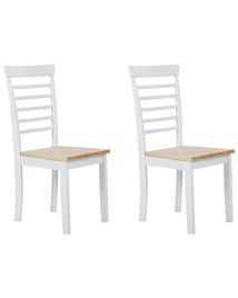 Set of 2 Wooden Dining Chairs Light Wood and White BATTERSBY