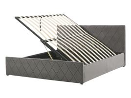 Velvet EU Double Size Ottoman Bed Grey ROCHEFORT