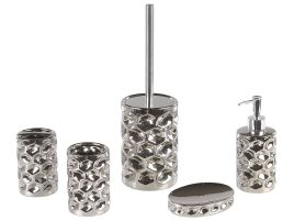 Ceramic 5-Piece Bathroom Accessories Set Silver TIRUA