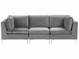3 Seater Modular Velvet Sofa Grey EVJA
