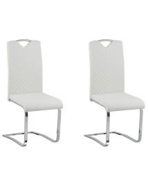 Set of 2 Faux Leather Dining Chairs Off-White PICKNES