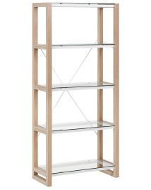 4 Tier Bookcase White and Light Wood JENKS
