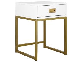1 Drawer Side Table White LARGO