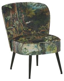 Fabric Armchair Jungle Print Dark Green VOSS