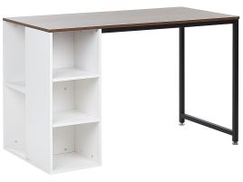 Home Office Desk with Shelves 120 x 60 cm Dark Wood and White DESE
