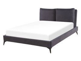 Velvet EU Double Size Bed Dark Grey MELLE
