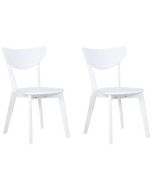 Set of 2 Wooden Dining Chairs White ROXBY