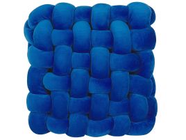 Velvet Knot Cushion 30x30cm Blue