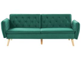 Velvet Sofa Bed Dark Green BARDU