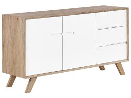 3 Drawer Sideboard White and Light Wood FORESTER